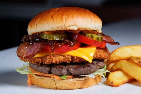 Double Burger Mixt (Vită + Pui)