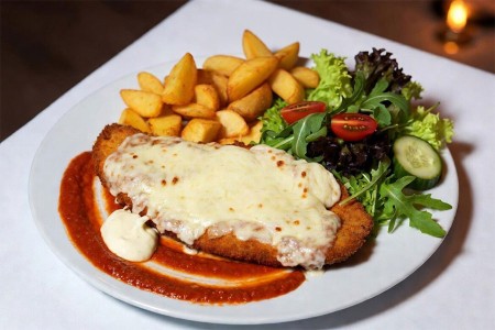 Meniu Șnițel Porc cu Mozzarella Meniu Șnițel Porc cu Mozzarella